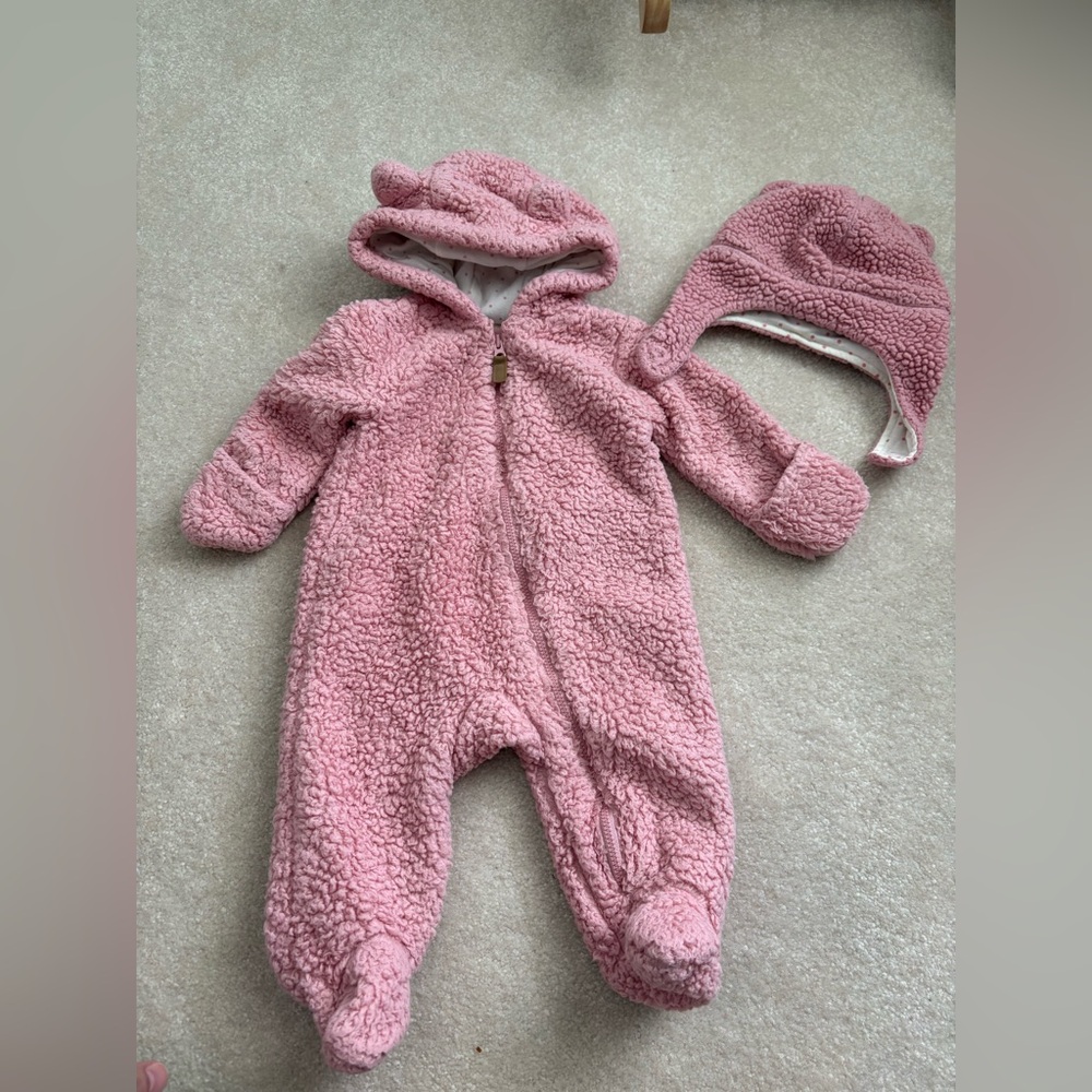 Carter’s Cozy Pink Sherpa Baby One-Piece with Matching Hat